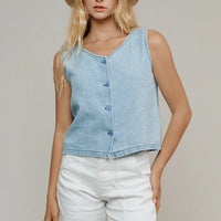 Skyline Vest in Light Denim