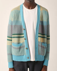 Blow Up Plaid Cardigan in Blue