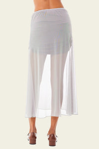 2-Way Mesh Midi Skirt in Mirage Gray