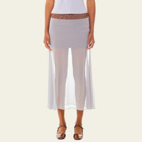 2-Way Mesh Midi Skirt in Mirage Gray