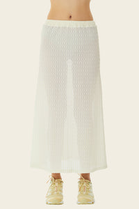 Roman Mesh Midi Skirt in Antique White