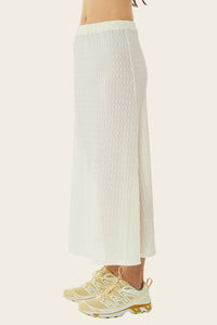 Roman Mesh Midi Skirt in Antique White