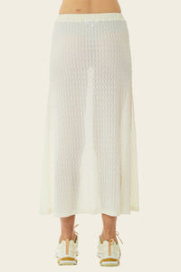 Roman Mesh Midi Skirt in Antique White