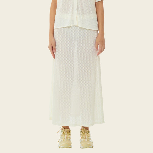Roman Mesh Midi Skirt in Antique White