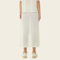 Roman Mesh Midi Skirt in Antique White