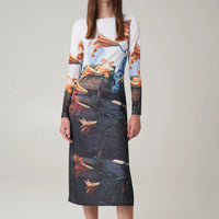 Paulie Midi Dress in Tiger Lilies