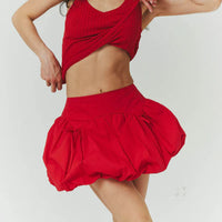 Rosie Bubble Mini Skirt in Red