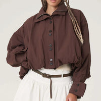 Amaryllis Cropped Jacket in Chocolate