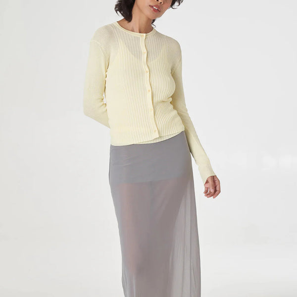 Rib Knit Cardigan in Butter