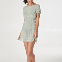 Ruched Ross Mini Dress in Seafoam