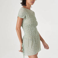 Ruched Ross Mini Dress in Seafoam