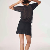 Addison Seersucker Skirt in Black
