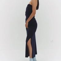 Foldover Maxi Skirt in Navy