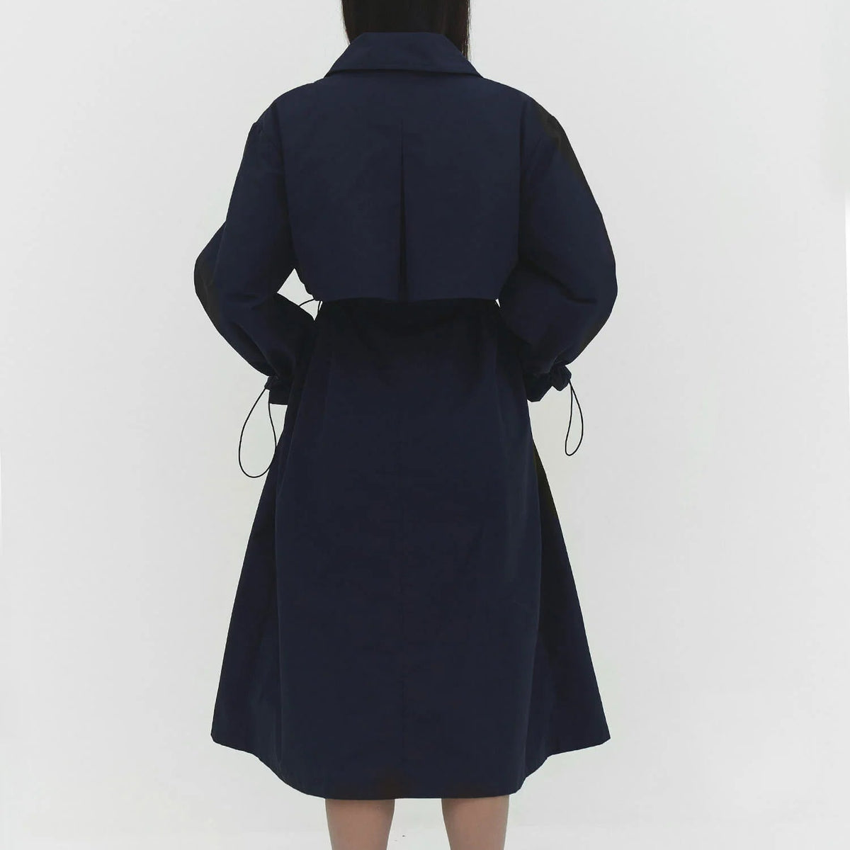 Cinched Trench Coat in Navy