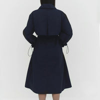 Cinched Trench Coat in Navy