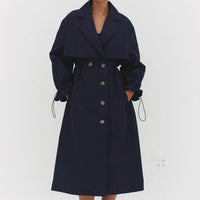Cinched Trench Coat in Navy