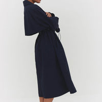Cinched Trench Coat in Navy