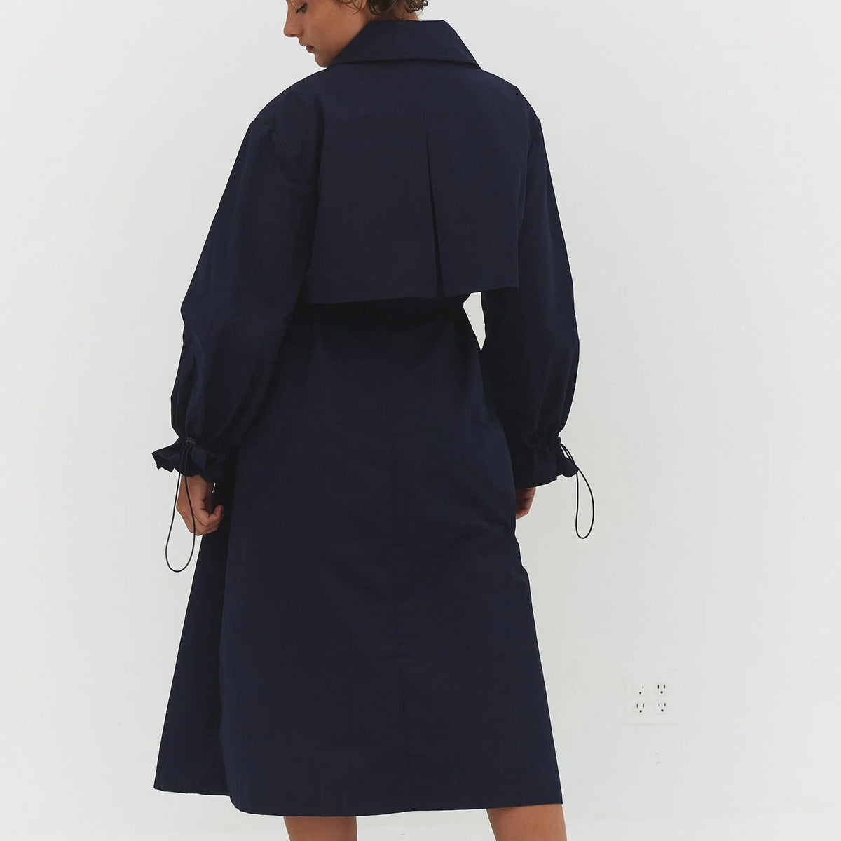 Cinched Trench Coat in Navy