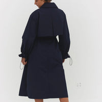 Cinched Trench Coat in Navy