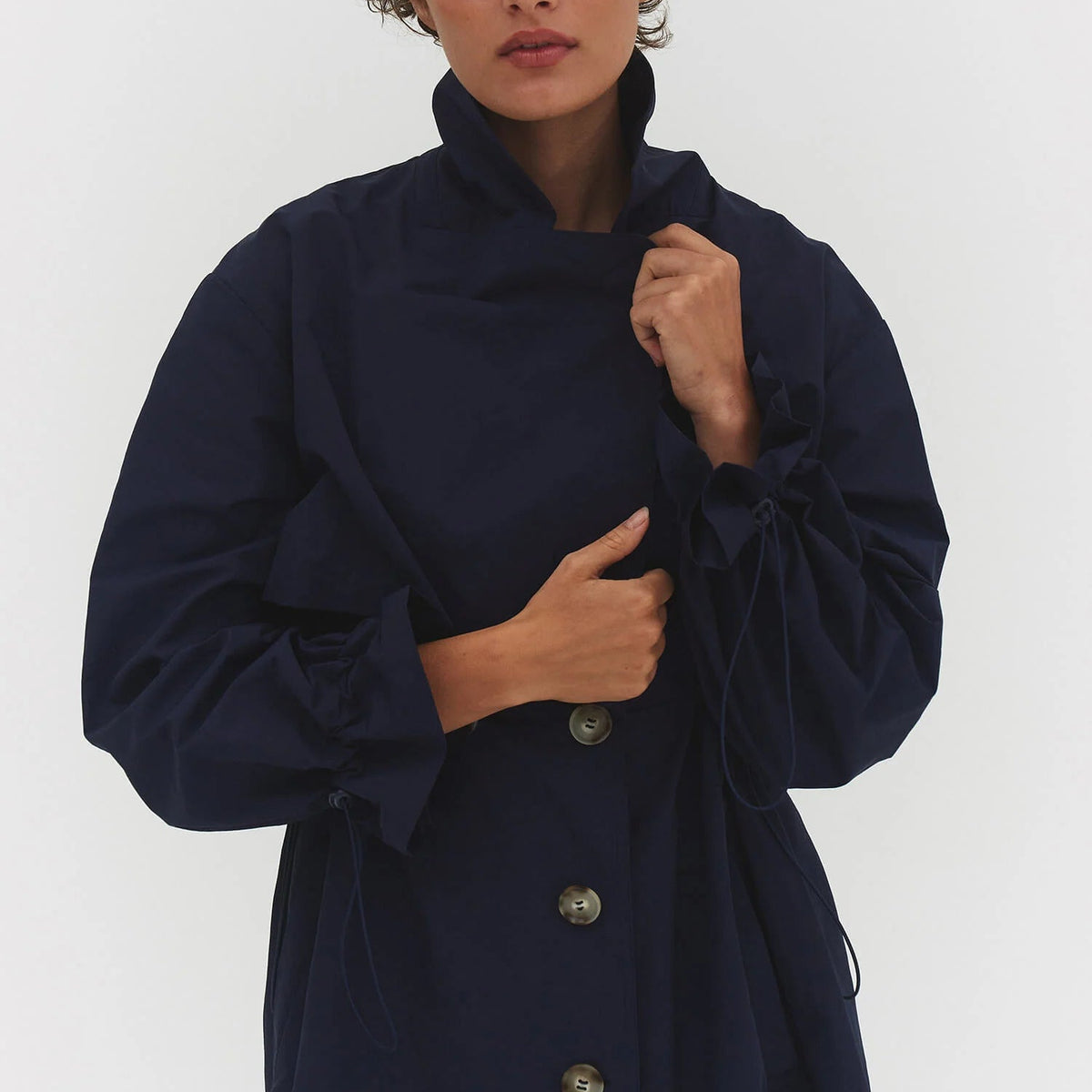 Cinched Trench Coat in Navy