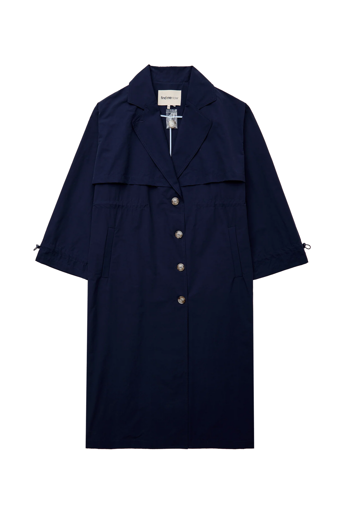 Cinched Trench Coat in Navy