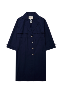 Cinched Trench Coat in Navy
