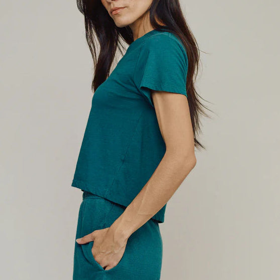 Cropped Ojai Tee in Deep Teal