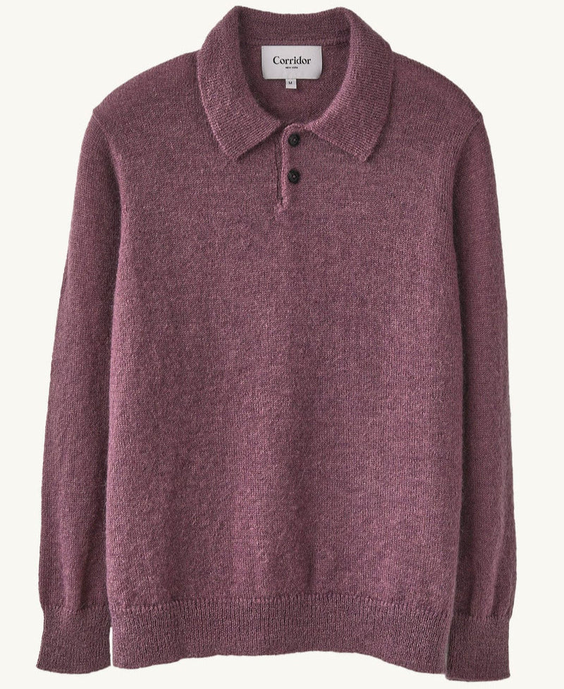 Brushed Alpaca Polo in Plum