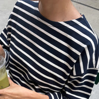 Sailor Top in Navy with White Stripe