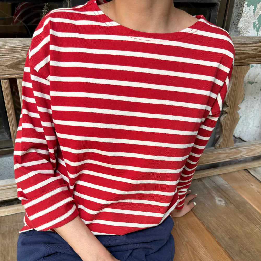 Sailor Top in Red with White Stripe