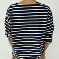Sailor Top in Navy with White Stripe