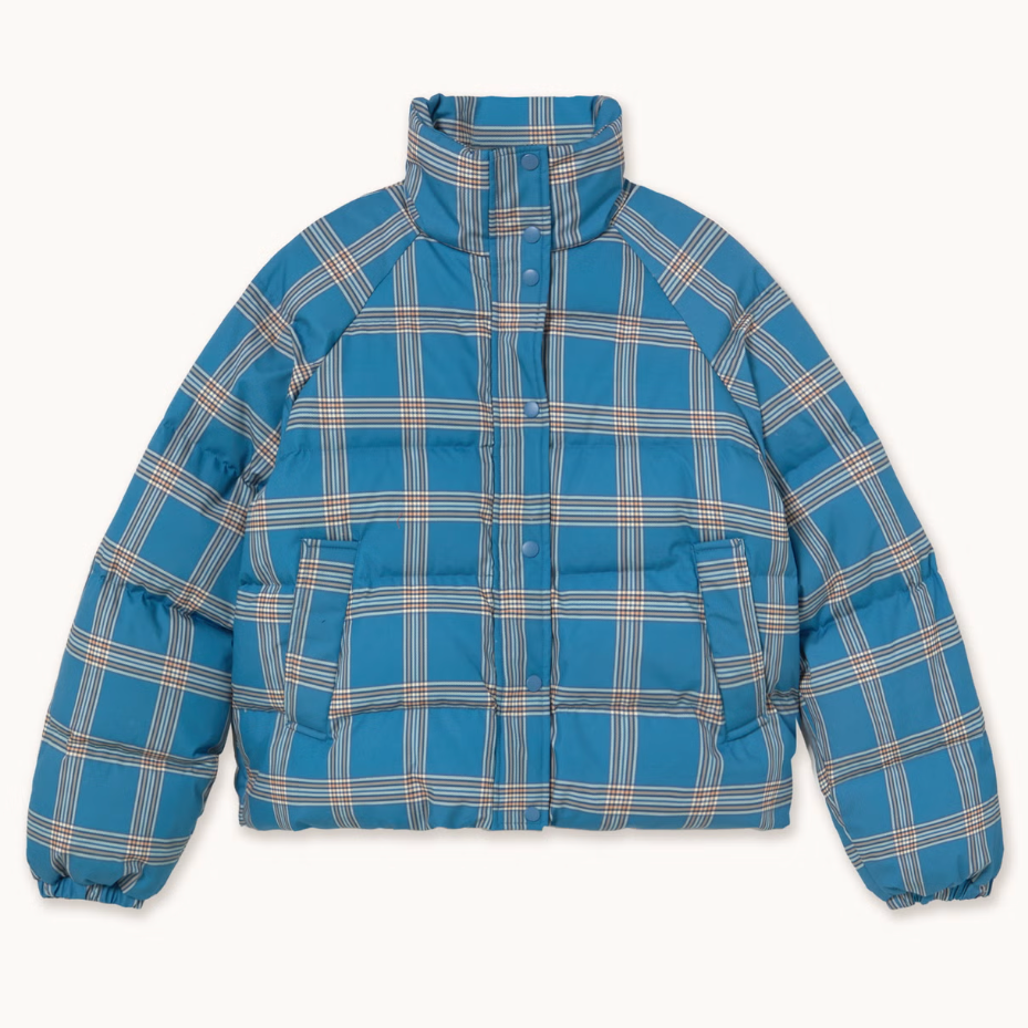 Check Short Jacket in Light Petrol Blue