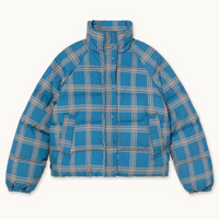 Check Short Jacket in Light Petrol Blue