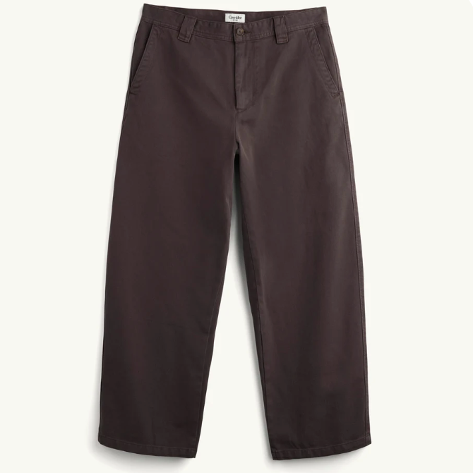 Wide Twill Pant in Brown