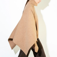 High Neck Poncho in Camel