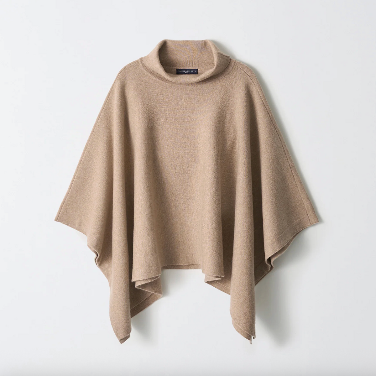 High Neck Poncho in Camel