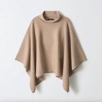 High Neck Poncho in Camel