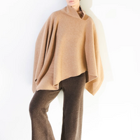 High Neck Poncho in Camel