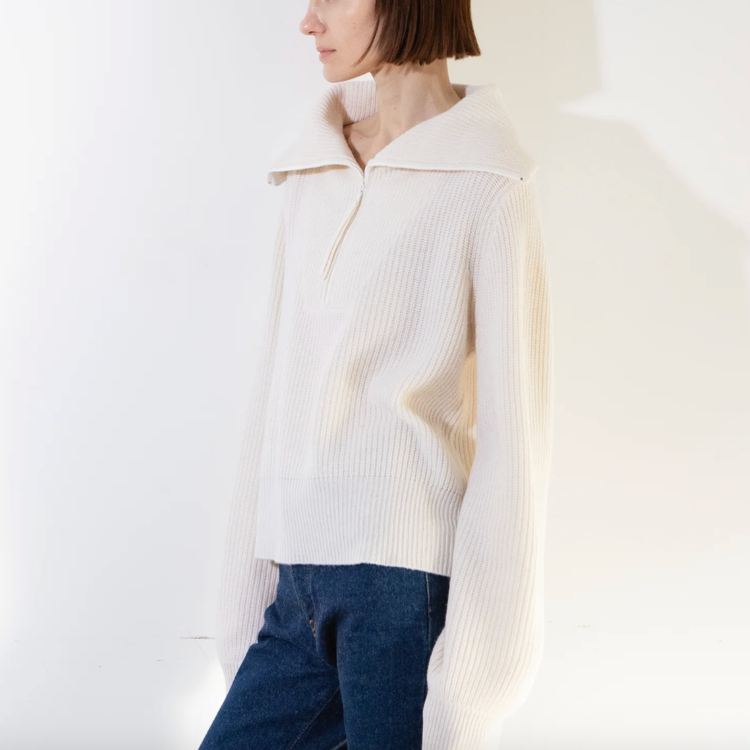 Half Zip Pullover in Ivory