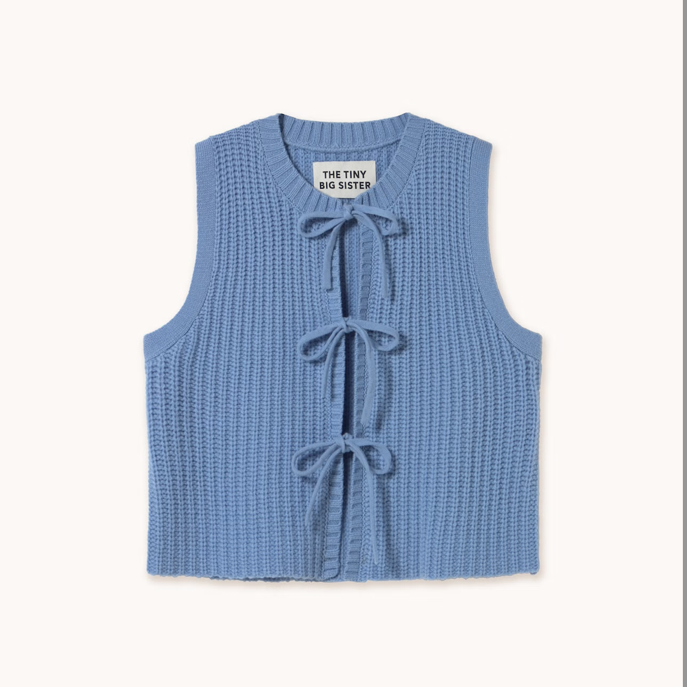 Tie Detail Vest in Denim Blue
