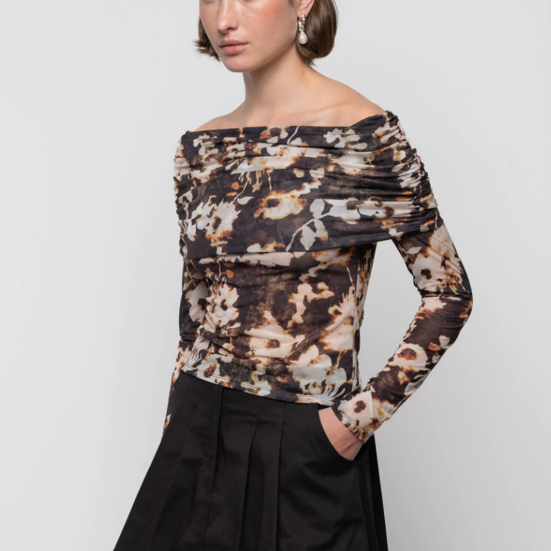 Off Shoulder Blouse in Burnt Blossom