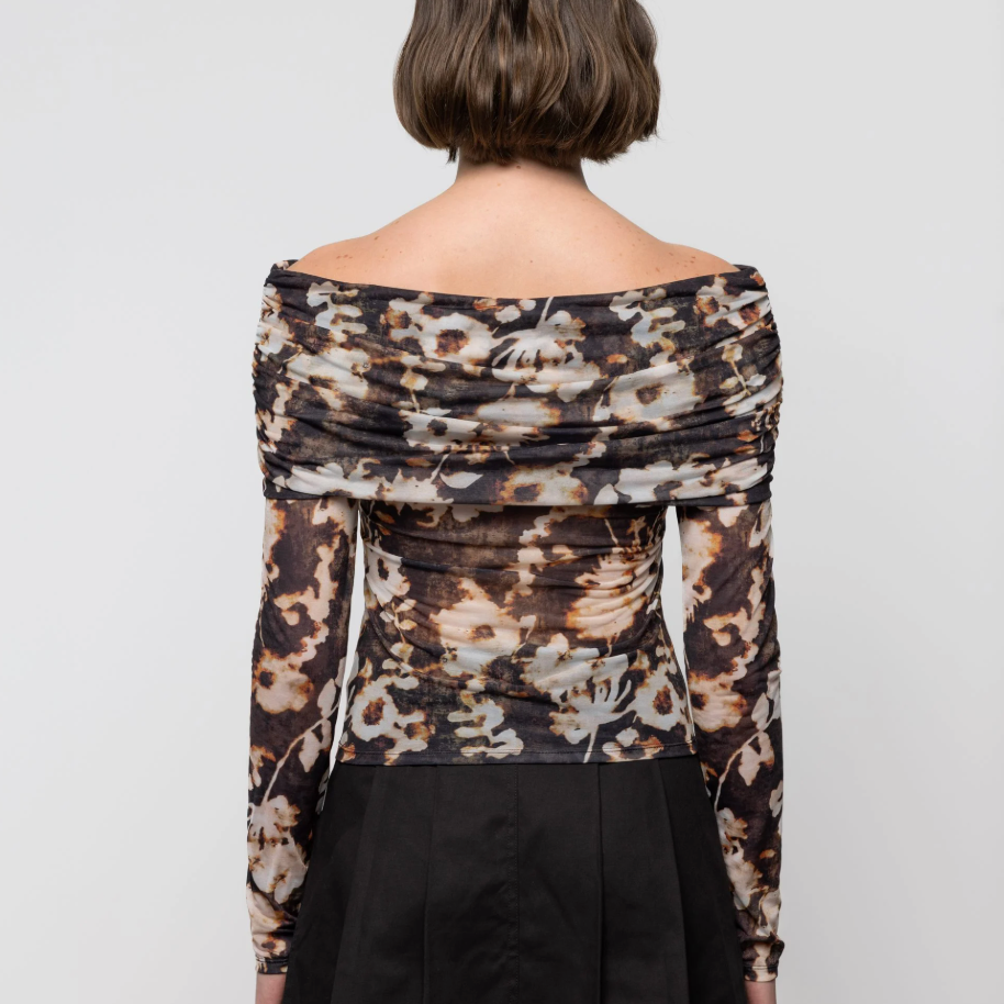Off Shoulder Blouse in Burnt Blossom
