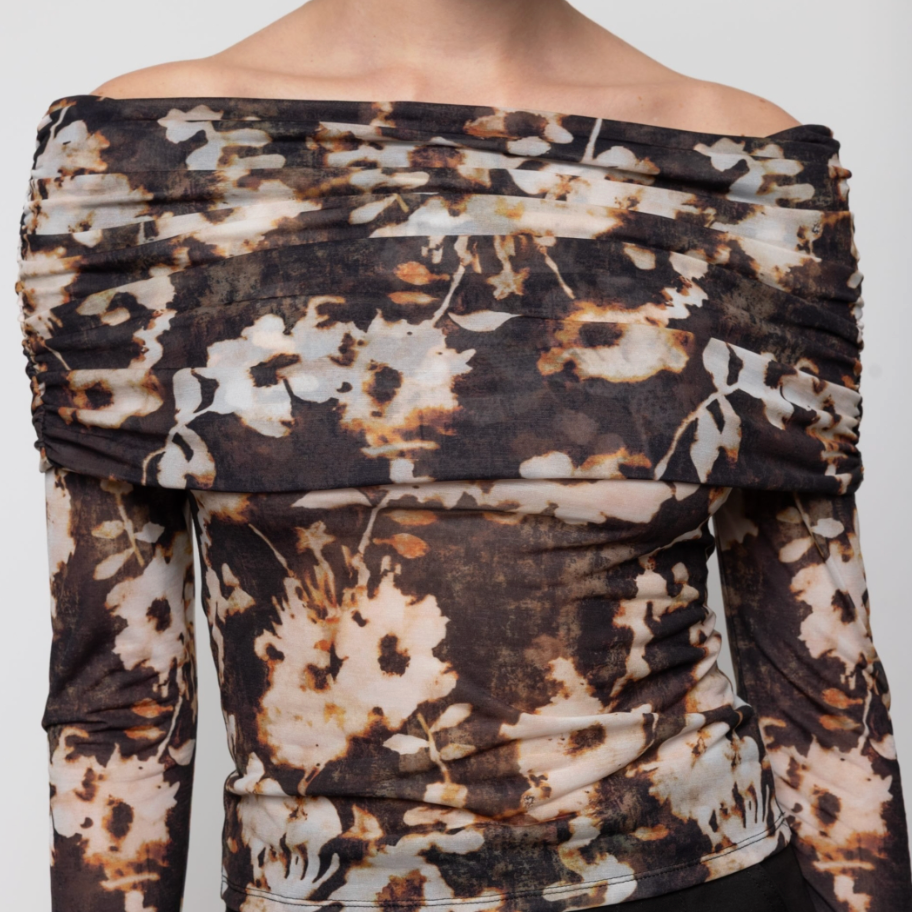 Off Shoulder Blouse in Burnt Blossom