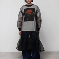 Organza Sweatshirt Dress in Black