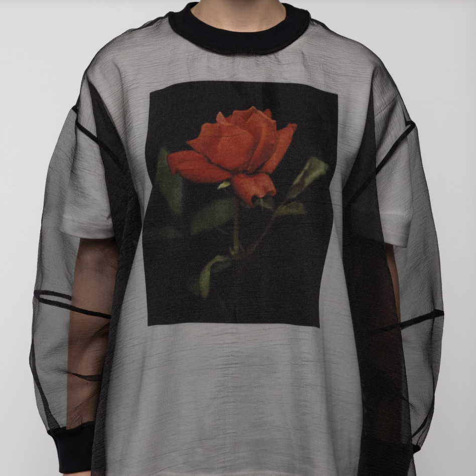 Organza Sweatshirt Dress in Black