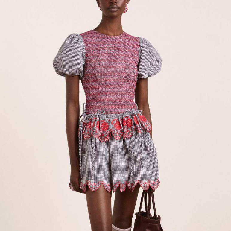 Audrey Mini Dress in Black & White Gingham