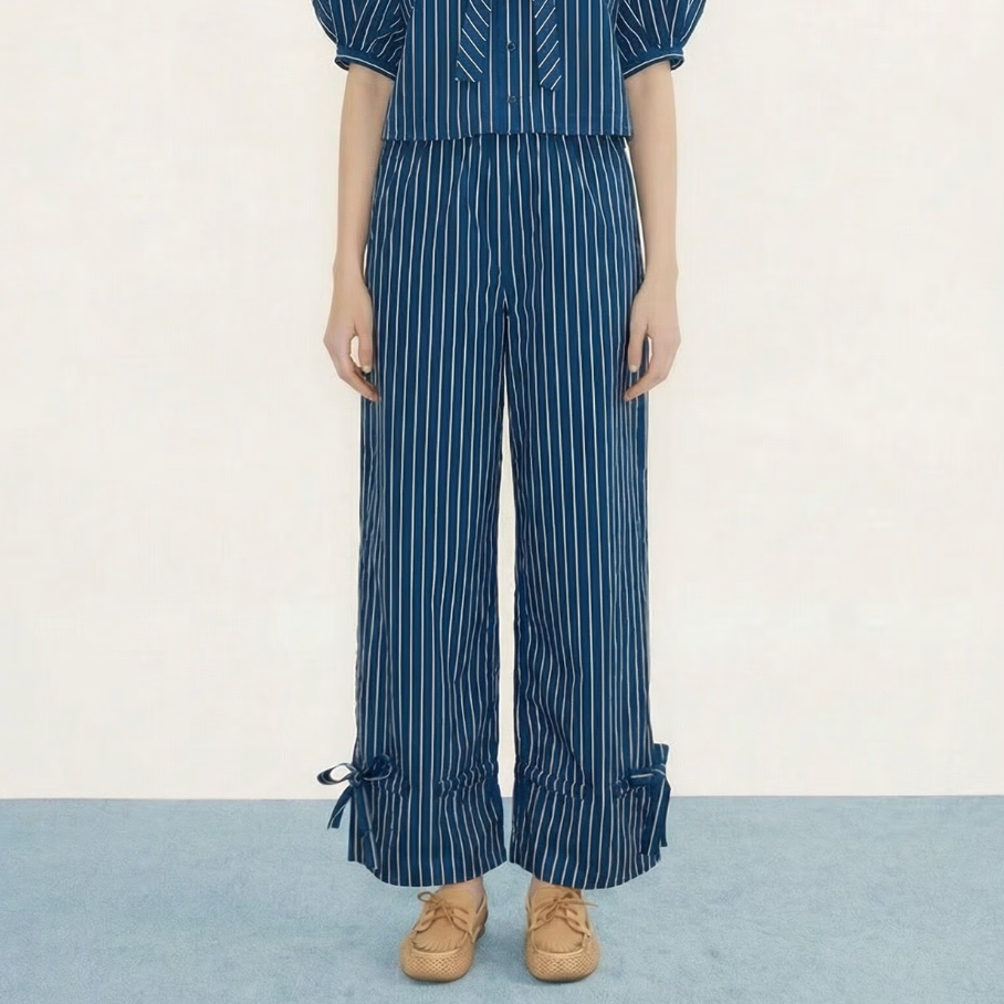 Striped Pant in Light Navy