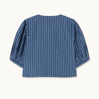 Striped Bow Blouse in Light Navy