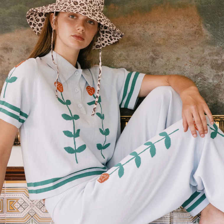 Chloe Roses Jacquard Polo