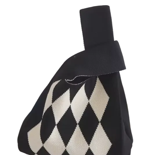 Black and White Knit Handbag